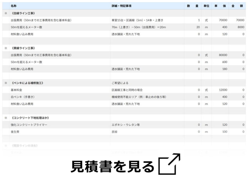 ライン工事の見積書
